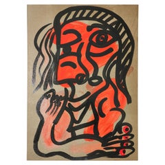 Painting by Peter Keil, 1970, Signed, Acrylic on Board, Modern Art, No frame