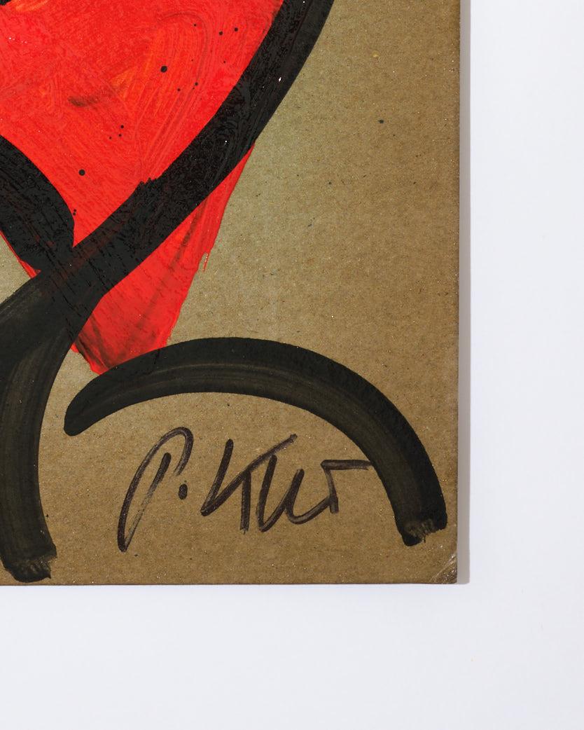 Gemälde von Peter Keil, 1977, Rot/Blau/Grün/Gelb, Acryl auf Papier, signiert im Angebot 4