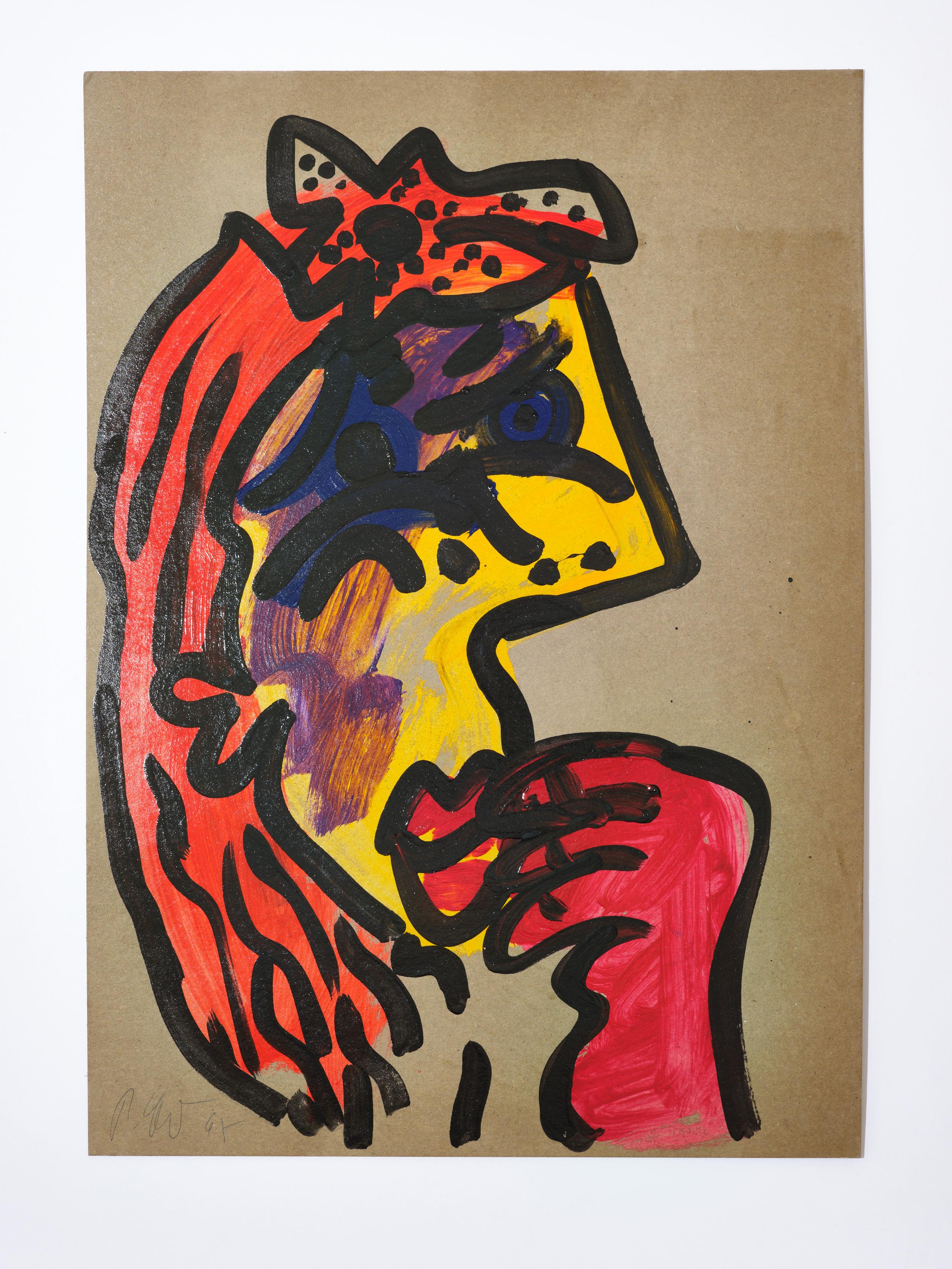 Gemälde von Peter Keil, Acryl auf Karton, ohne Rahmen, Deutschland, Rot, Gelb, Orange (Moderne der Mitte des Jahrhunderts) im Angebot