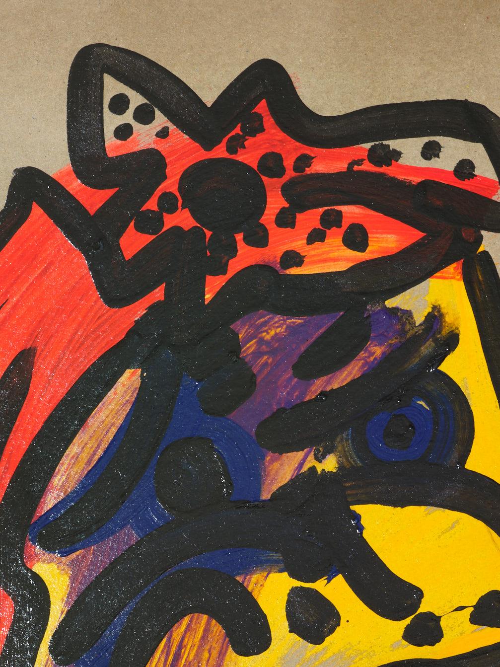 Gemälde von Peter Keil, Acryl auf Karton, ohne Rahmen, Deutschland, Rot, Gelb, Orange im Zustand „Gut“ im Angebot in New York, NY