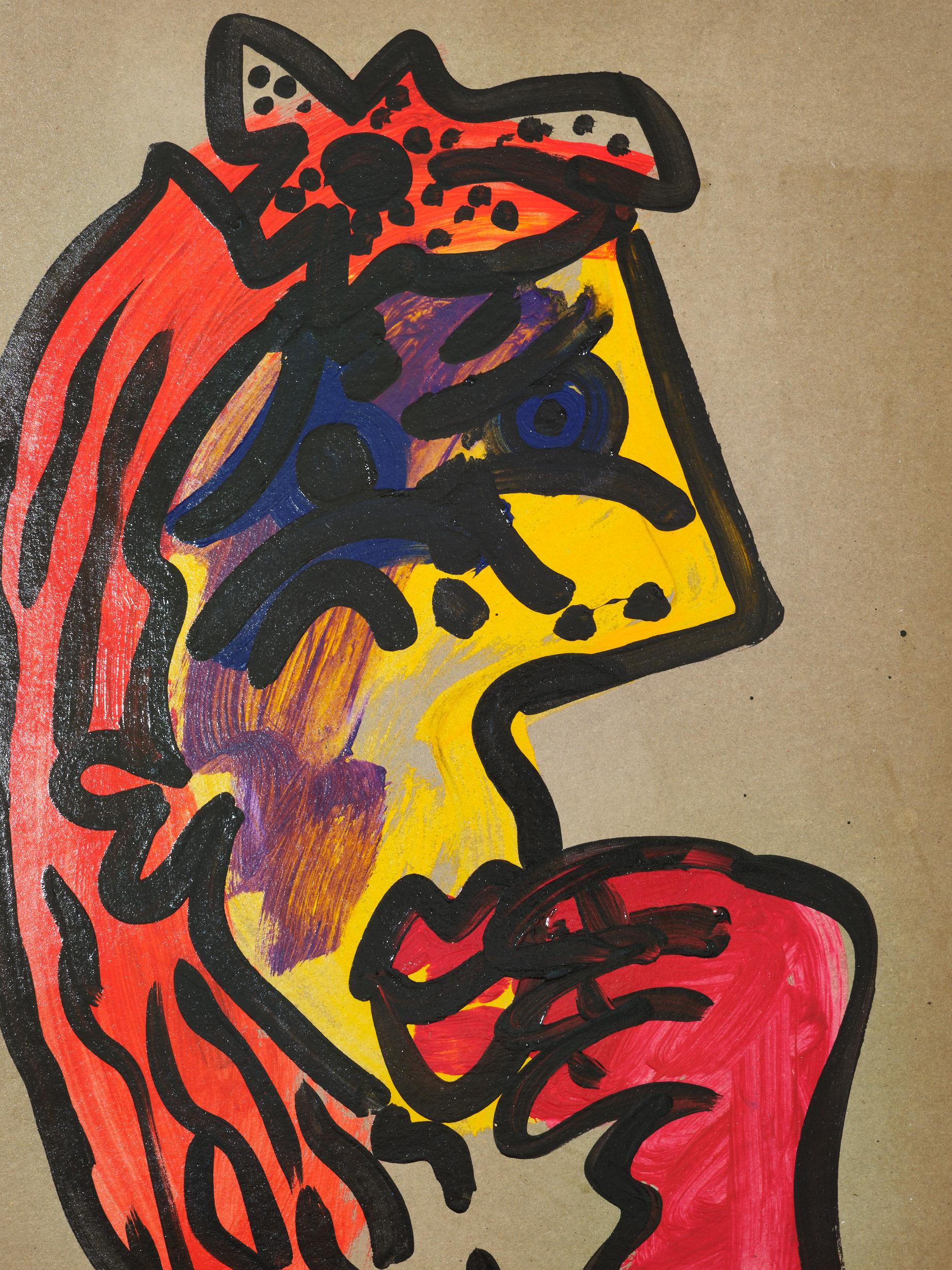 Gemälde von Peter Keil, Acryl auf Karton, ohne Rahmen, Deutschland, Rot, Gelb, Orange im Angebot 2