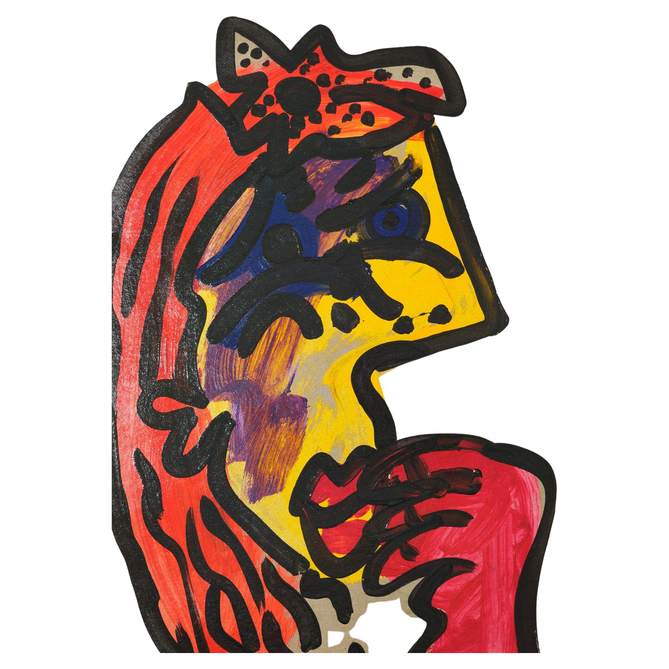 Gemälde von Peter Keil, Acryl auf Karton, ohne Rahmen, Deutschland, Rot, Gelb, Orange im Angebot