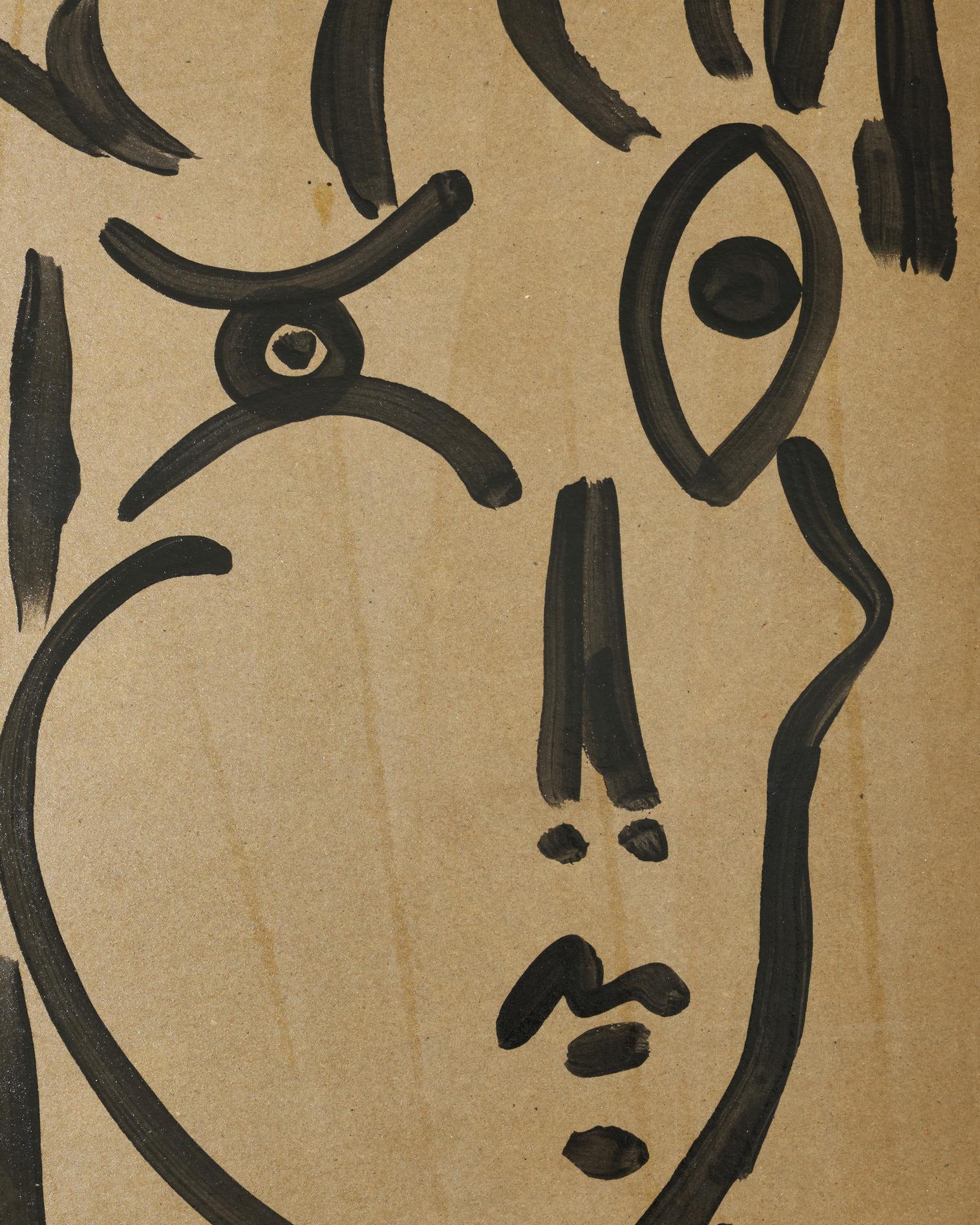 Gemälde von Peter Keil, Acryl auf grauem Papier, Deutschland, signiert, ca. 1974, ohne Rahmen im Angebot 5