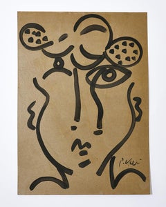 Gemälde von Peter Keil, Acryl auf grauem Papier, signiert, ohne Rahmen, Deutschland, Kunst