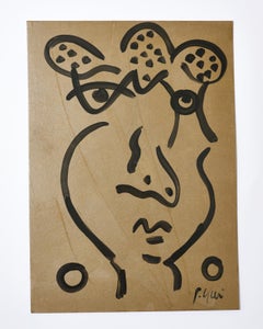 Painting by Peter Keil, Signed, Acrylic On Grey Paper, C 1970, No Frame, Germany