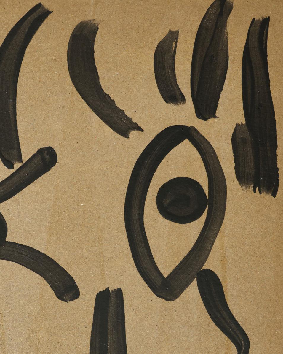Gemälde von Peter Keil, Acryl auf grauem Papier, Deutschland, signiert, ca. 1974, ohne Rahmen im Zustand „Gut“ im Angebot in New York, NY