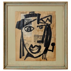 Pintura de Peter Keil, Acrílico sobre papel de periódico, Pintado en Palma, C 1959, España