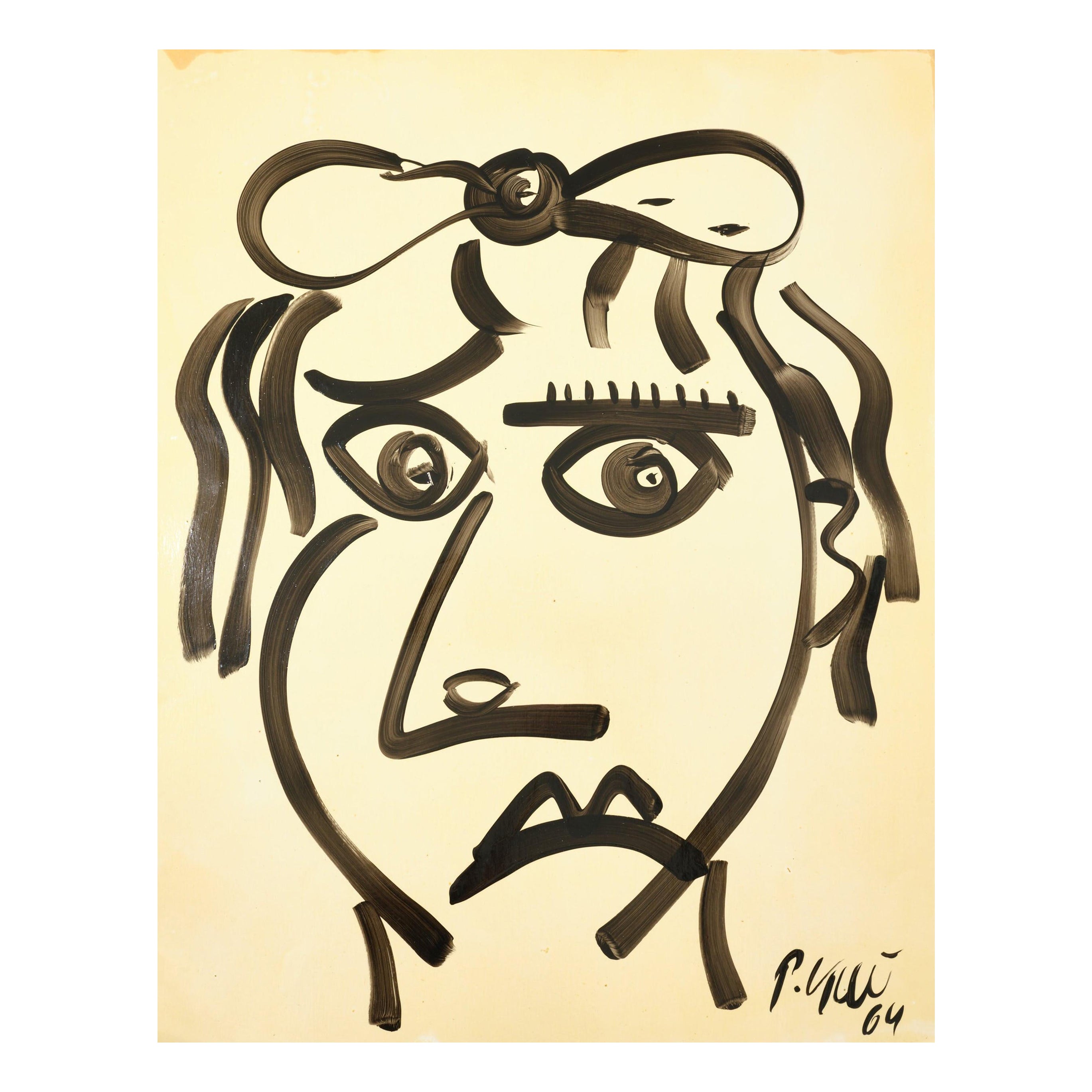 Gemälde von Peter Keil, Acryl auf Papier, ca. 1964, Moderne Kunst, ohne Rahmen