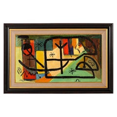 Gemälde von Peter Keil:: C 1959:: Moderne Kunst der Jahrhundertmitte:: Rot:: Grün 
Braun