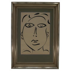 Painting by Peter Keil, C 1962, on Paper, New Wood Silver Frame, "The Man", Art