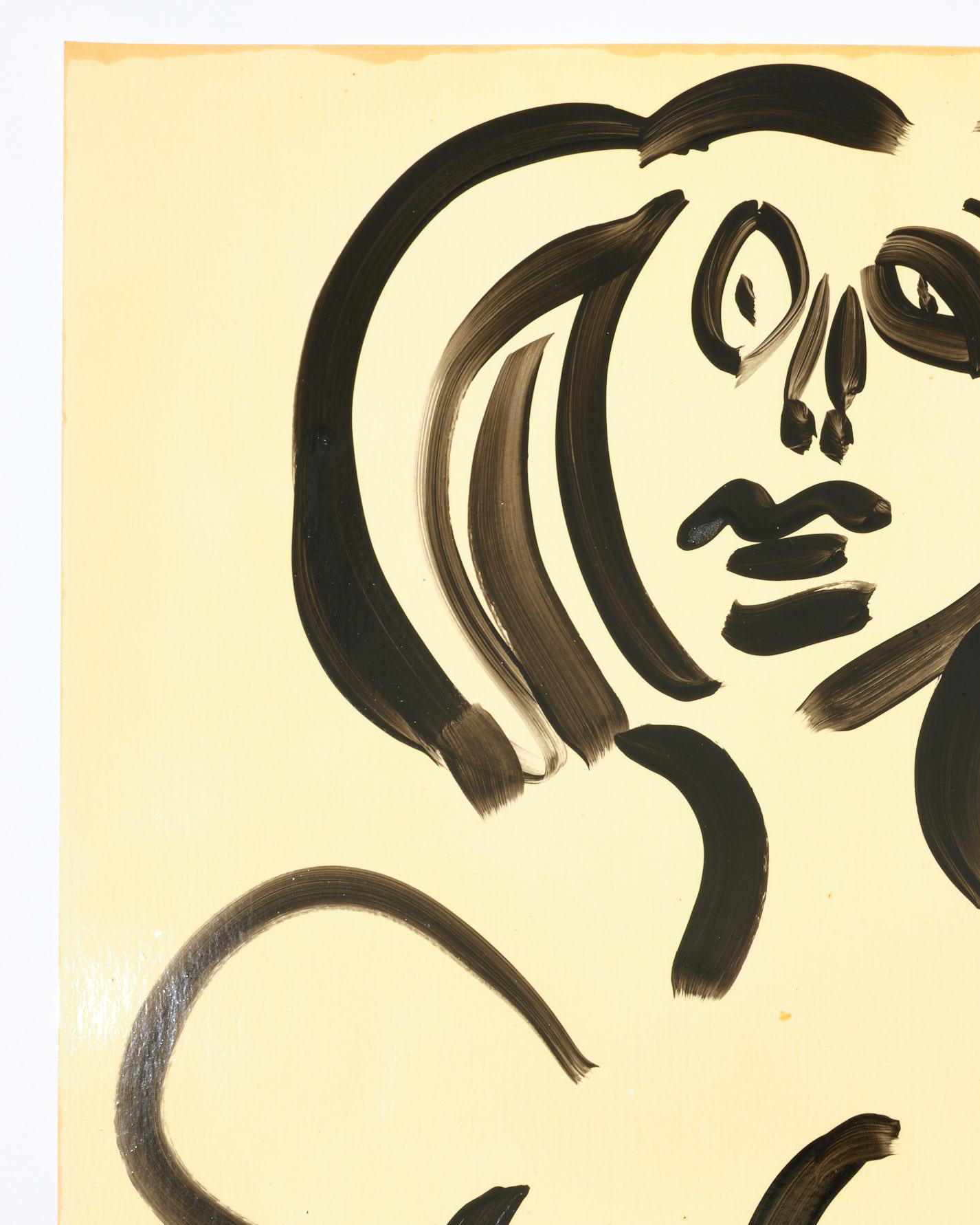 Mid-20th Century Painting by Peter Keil, C 1964, Nude Lady on Paper, Germany, No Frame, Signed For Sale