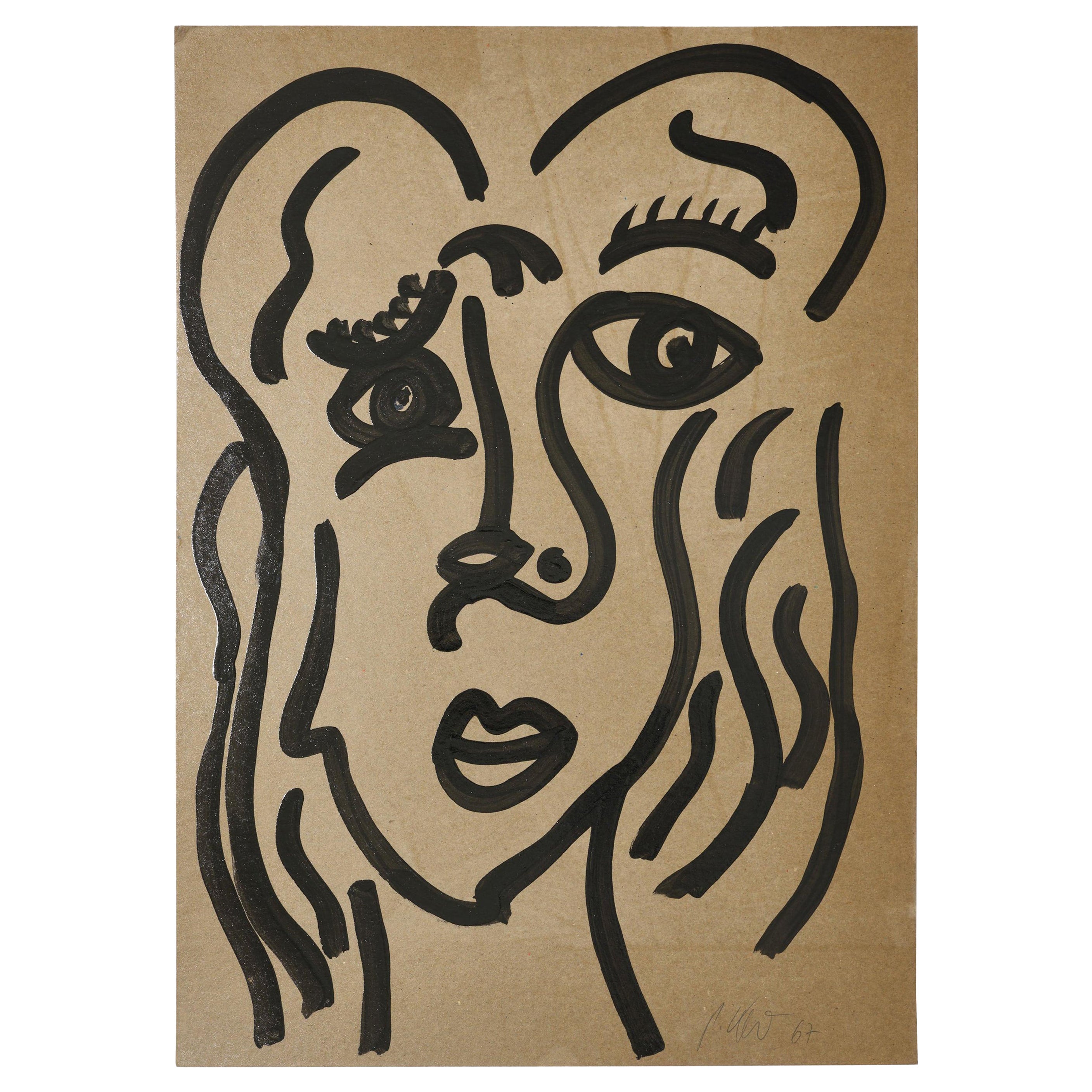 Gemälde von Peter Keil, ca. 1967, signiert, Acryl auf Karton, Kunst, ohne Rahmen, Deutschland