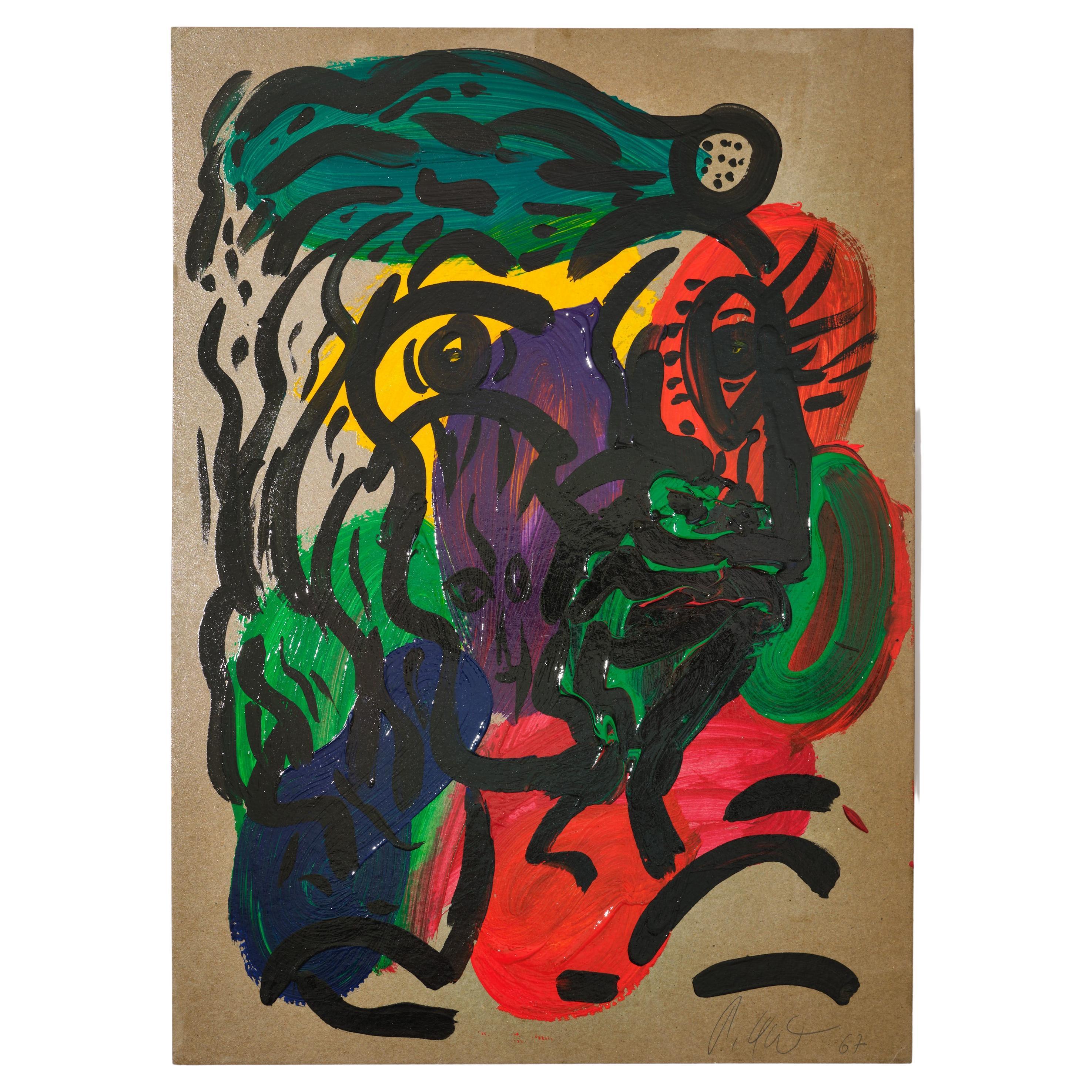 Gemälde von Peter Keil, ca. 1967, signiert, Acryl auf Karton, ohne Rahmen, Deutschland, Kunst