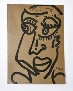 Cuadro de Peter Keil, hacia 1970, acrílico sobre papel gris, firmado, sin marco, obra de arte