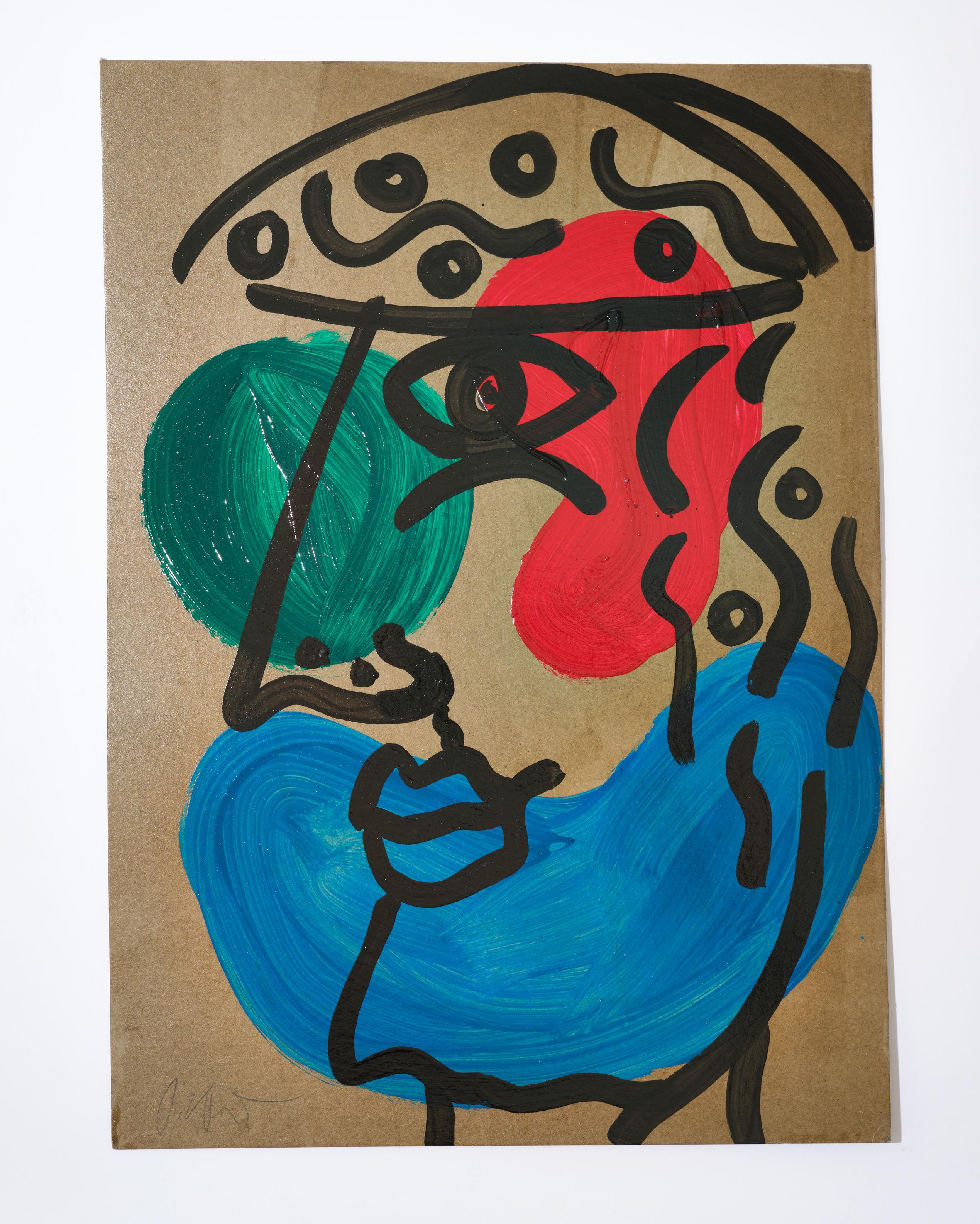 Gemälde von Peter Keil, Acryl auf Karton, Rot/Blau/Grün/Schwarz, C 1970, Deutschland im Angebot 2