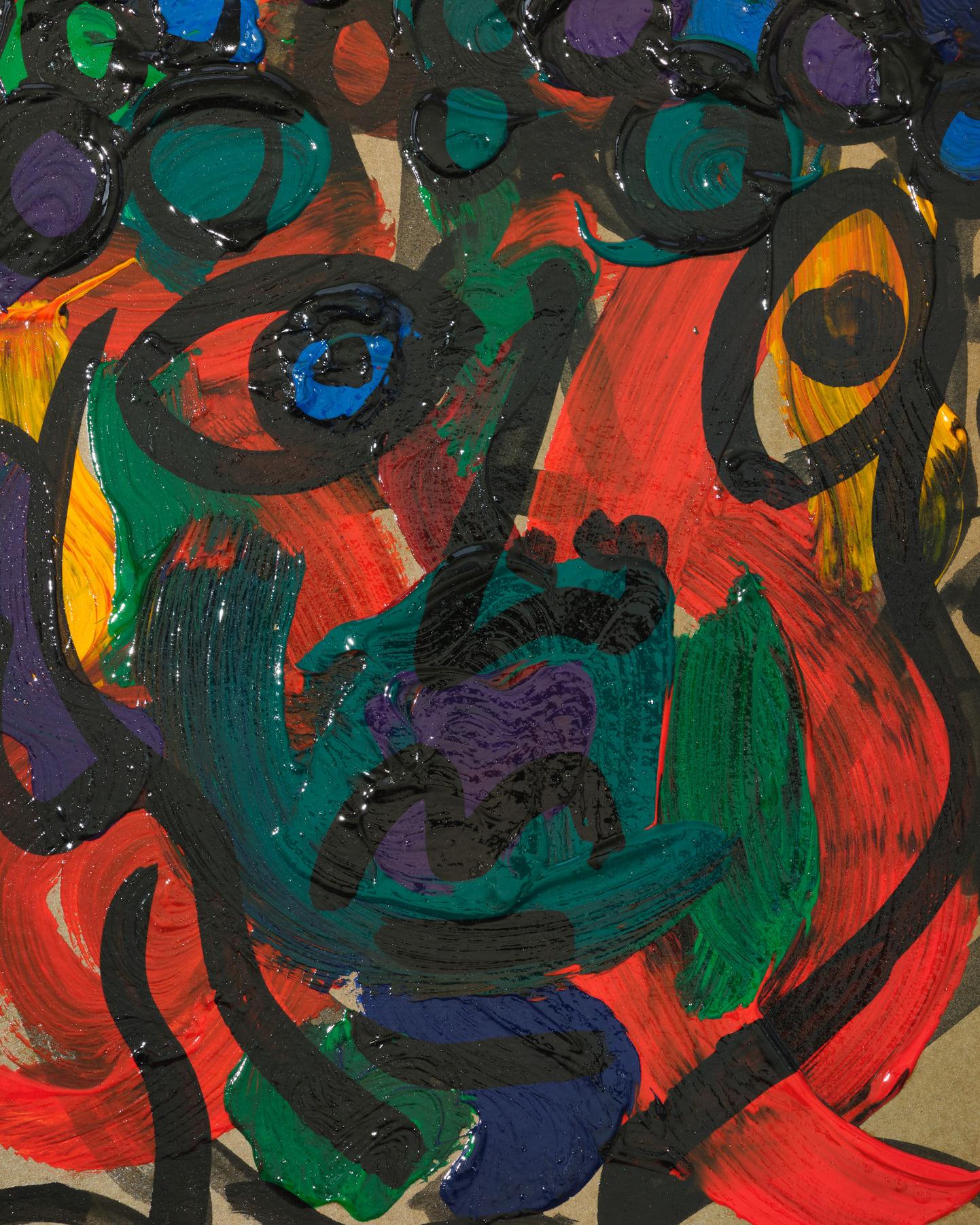 Gemälde von Peter Keil, Acryl auf Papier, Rot/Blau/Grün/Gelb, C 1970, Deutschland (Moderne der Mitte des Jahrhunderts) im Angebot