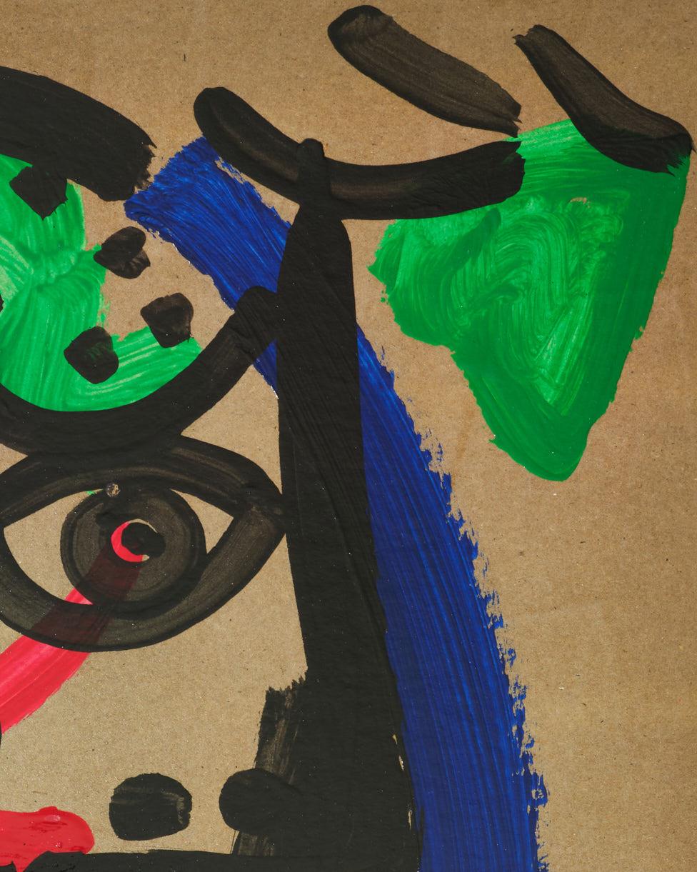 Gemälde von Peter Keil, Acryl auf Papier, um 1970, Rot/Blau/Grün/Gelb, Deutschland (Moderne der Mitte des Jahrhunderts) im Angebot
