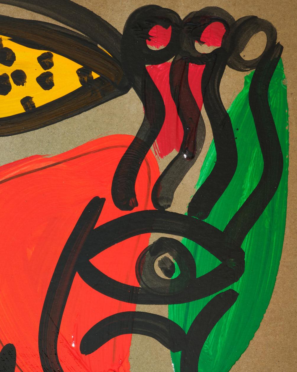 Gemälde von Peter Keil, Acryl auf Karton, Rot/Blau/Grün/Gelb, C 1970, Deutschland (Moderne der Mitte des Jahrhunderts) im Angebot
