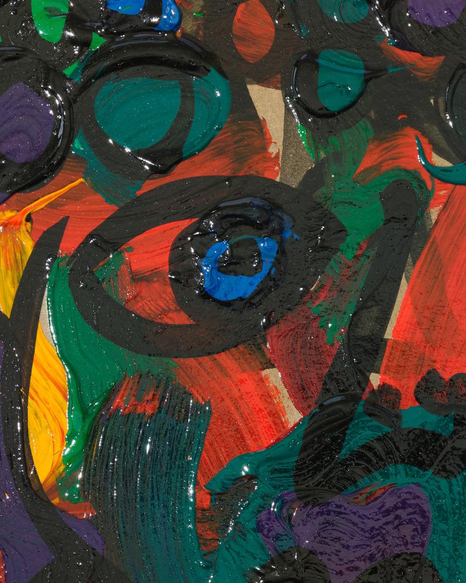 Gemälde von Peter Keil, Acryl auf Papier, Rot/Blau/Grün/Gelb, C 1970, Deutschland im Zustand „Gut“ im Angebot in New York, NY