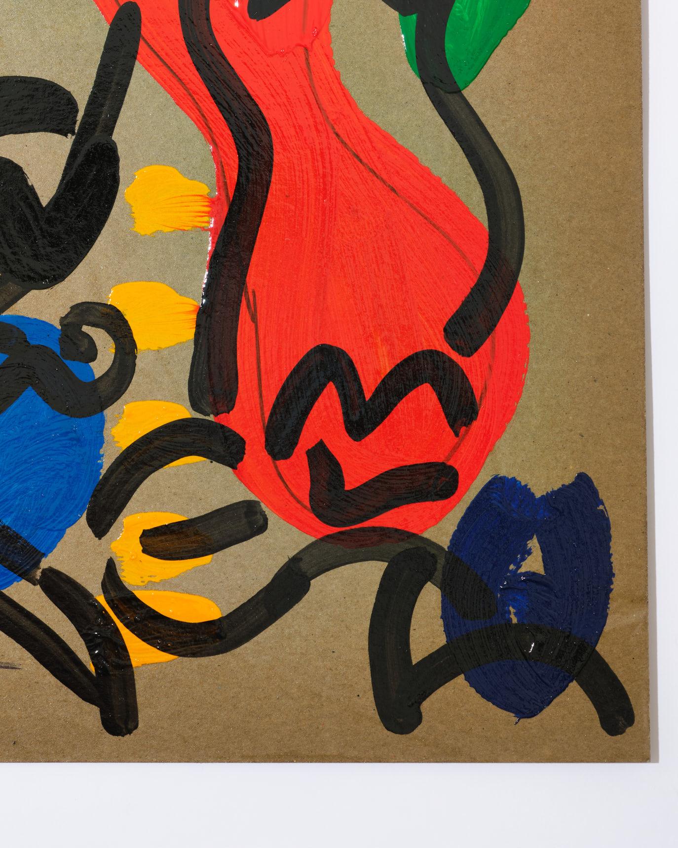 Gemälde von Peter Keil, Acryl auf Karton, Rot/Blau/Grün/Gelb, C 1970, Deutschland (Ende des 20. Jahrhunderts) im Angebot
