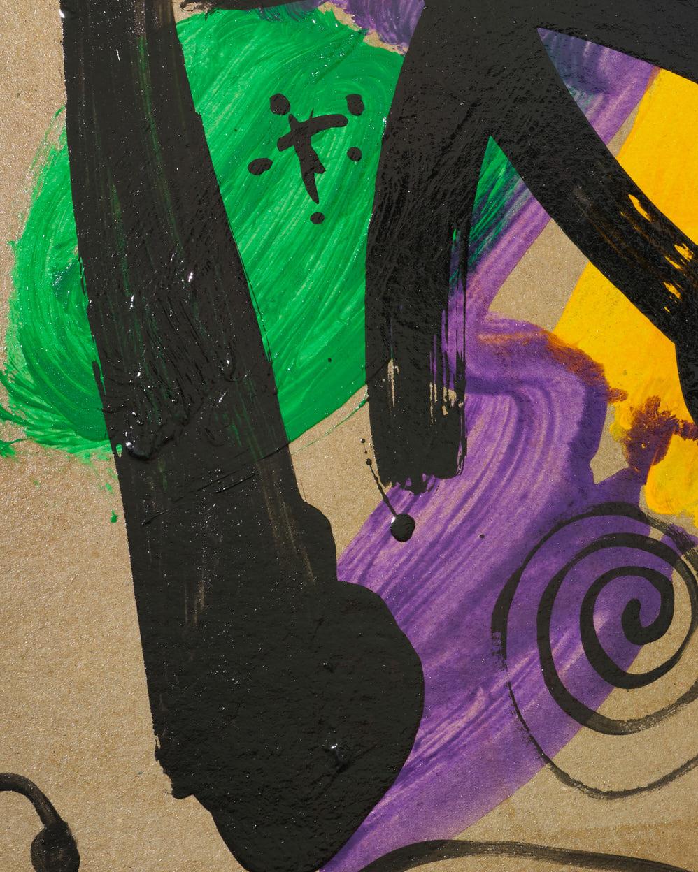Gemälde von Peter Keil,  Acryl auf Papier, um 1970, Rot/Blau/Grün/Gelb/Violett im Angebot 4