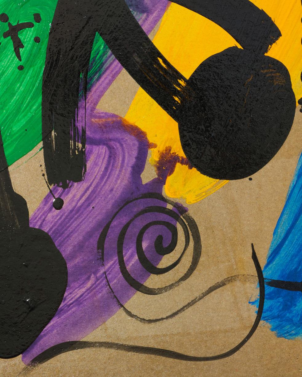 Gemälde von Peter Keil,  Acryl auf Papier, um 1970, Rot/Blau/Grün/Gelb/Violett im Zustand „Gut“ im Angebot in New York, NY