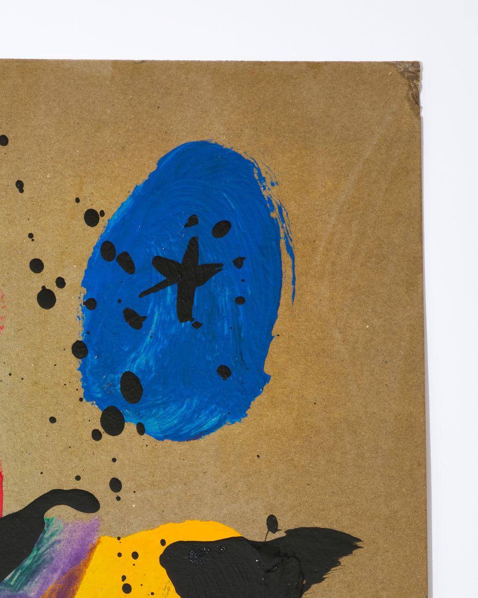 Gemälde von Peter Keil,  Acryl auf Papier, um 1970, Rot/Blau/Grün/Gelb/Violett (Ende des 20. Jahrhunderts) im Angebot