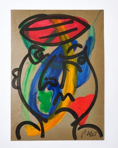 Painting by Peter Keil, C 1970, Signed, Acrylic on Board, Germany, No Frame