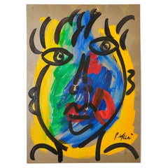 Peinture de Peter Keil, vers 1970, signée, acrylique sur panneau, Allemagne, sans cadre