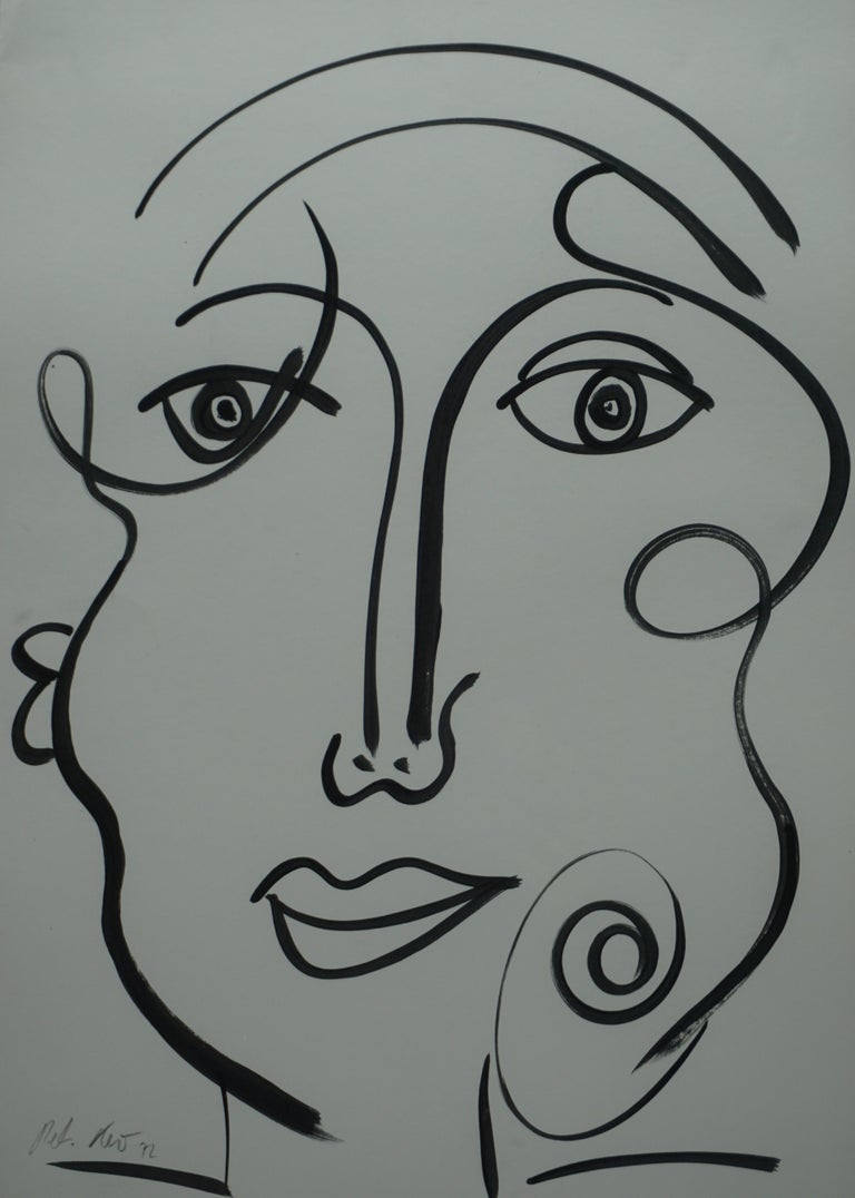 Painting by Peter Keil, Black and White Art, Painted in Paris, C 1972, the Lady For Sale at 1stDibs