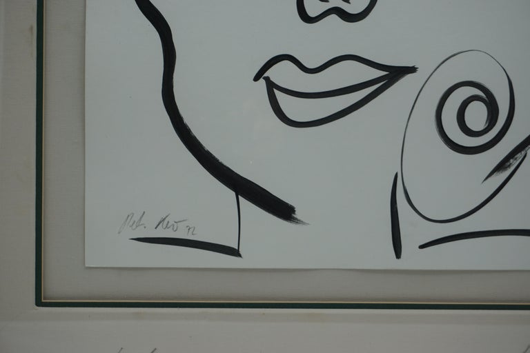 Late 20th Century Painting by Peter Keil, Black & White Art, Painted in Paris, C 1972, the Lady For Sale