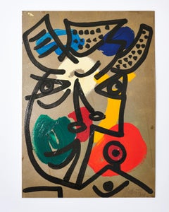 Peinture de Peter Keil, vers 1974, Acrylique sur panneau, signée, sans cadre, Allemagne, Art