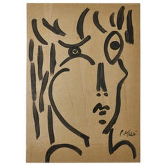 Painting by Peter Keil, C 1974, Acrylic On Grey Paper, Germany, No Frame, Signed