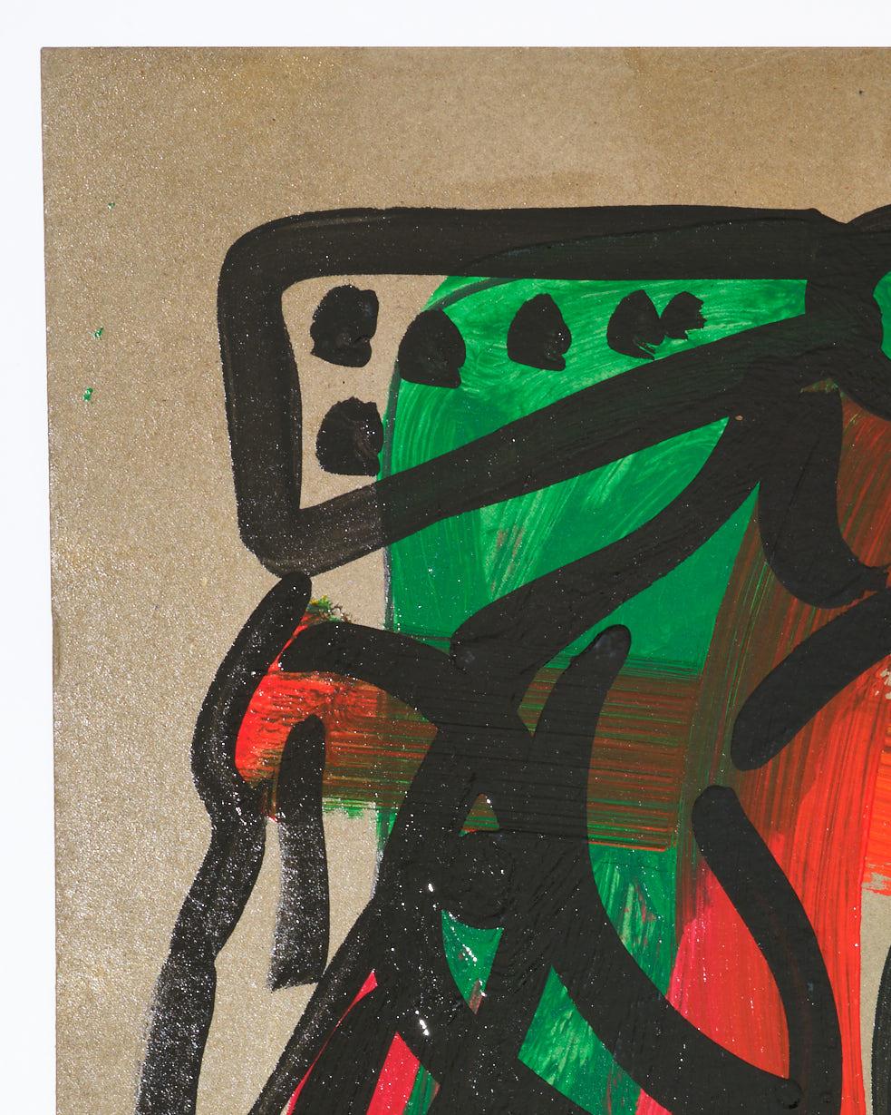 Gemälde von Peter Keil, C 1974, Rot/Blau/Grün/Gelb, Signiert, Acryl auf Papier im Angebot 4