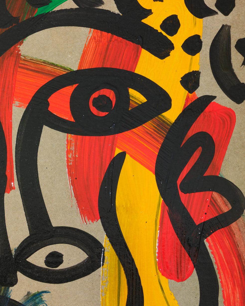 Gemälde von Peter Keil, C 1974, Rot/Blau/Grün/Gelb, Signiert, Acryl auf Papier (Moderne der Mitte des Jahrhunderts) im Angebot