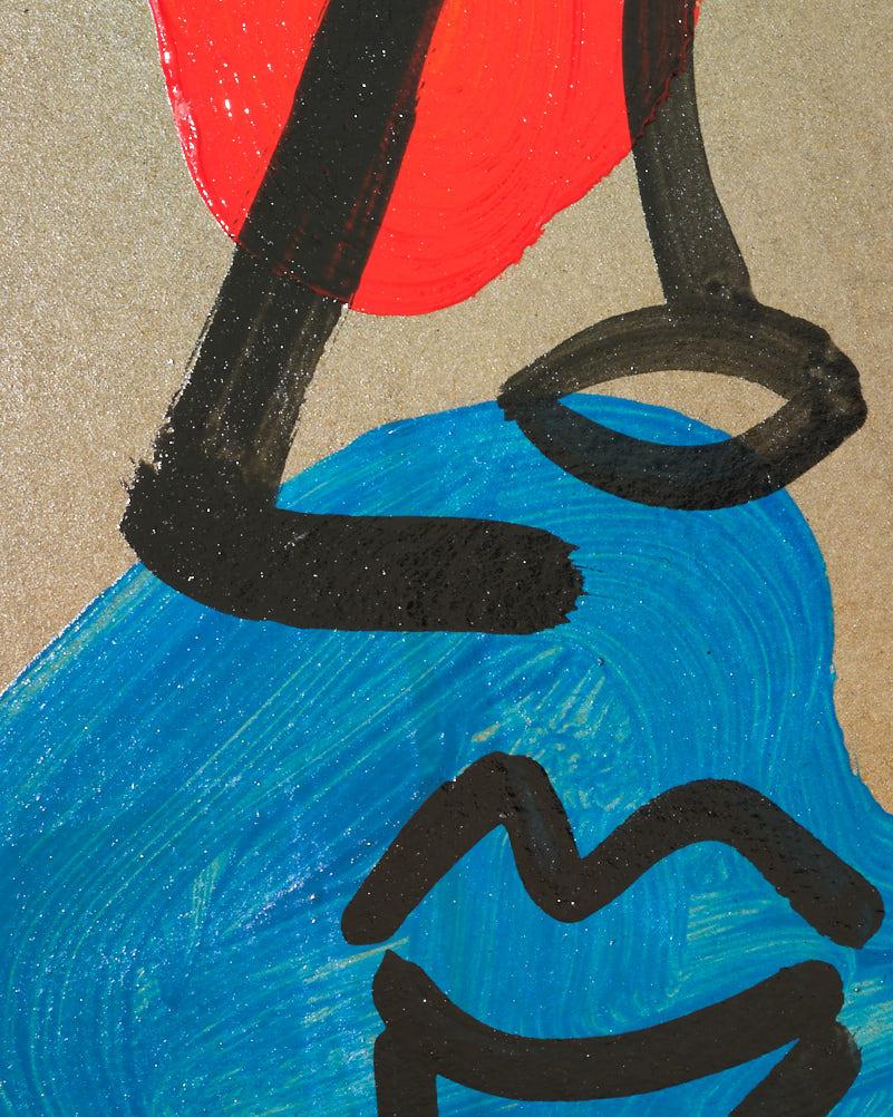 Painting by Peter Keil, C 1974, Acrylic On Paper, Red/Blue/Yellow/Black, Germany For Sale 1