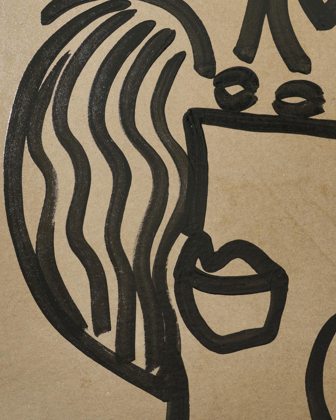 Gemälde von Peter Keil, Acryl auf Karton, „Die Dame“, signiert, ca. 1974, ohne Rahmen im Angebot 4