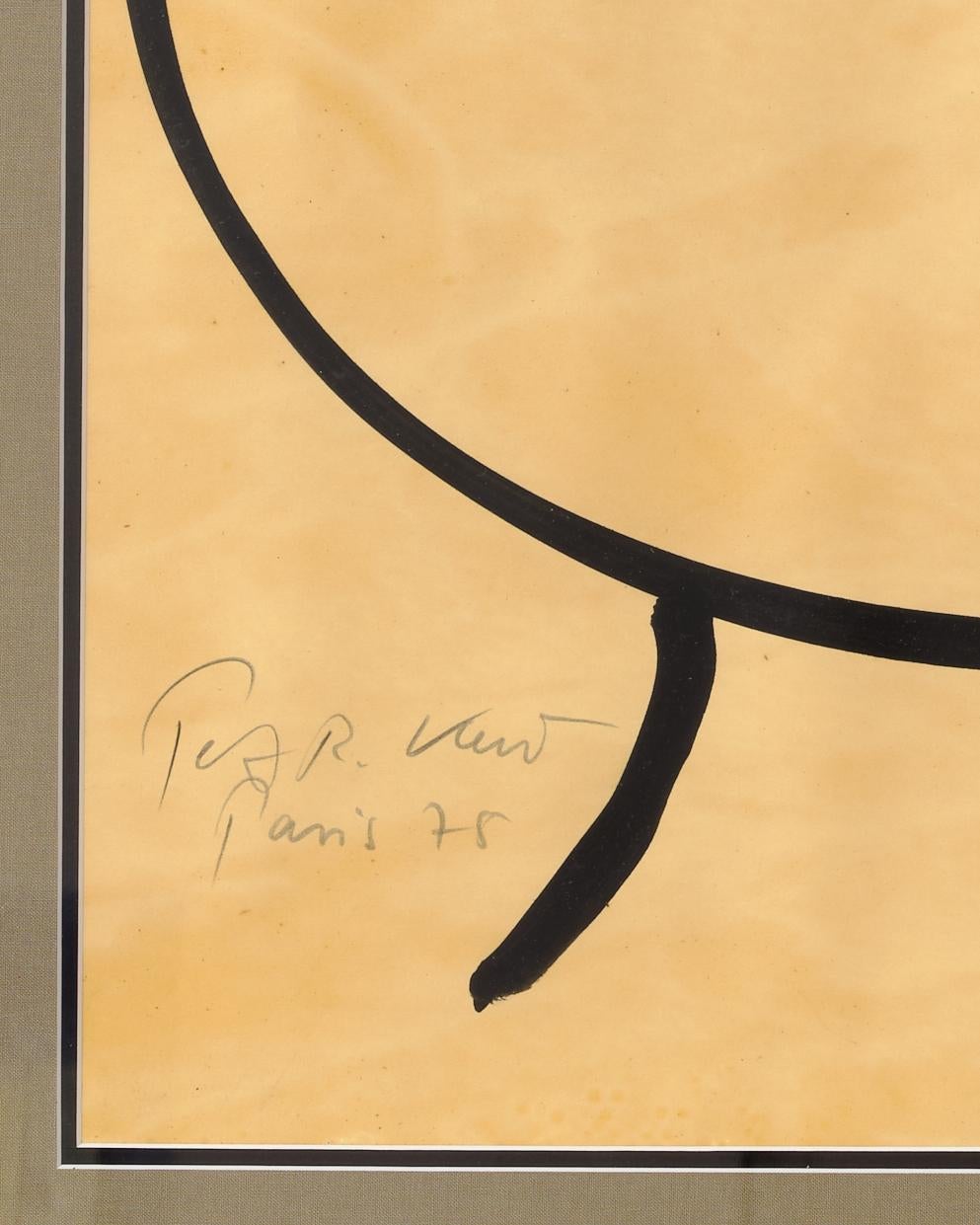 Moderno Quadro di Peter Keil Cornice nuova con tappetino in lino, firmato su carta, C.C. 1975 in vendita
