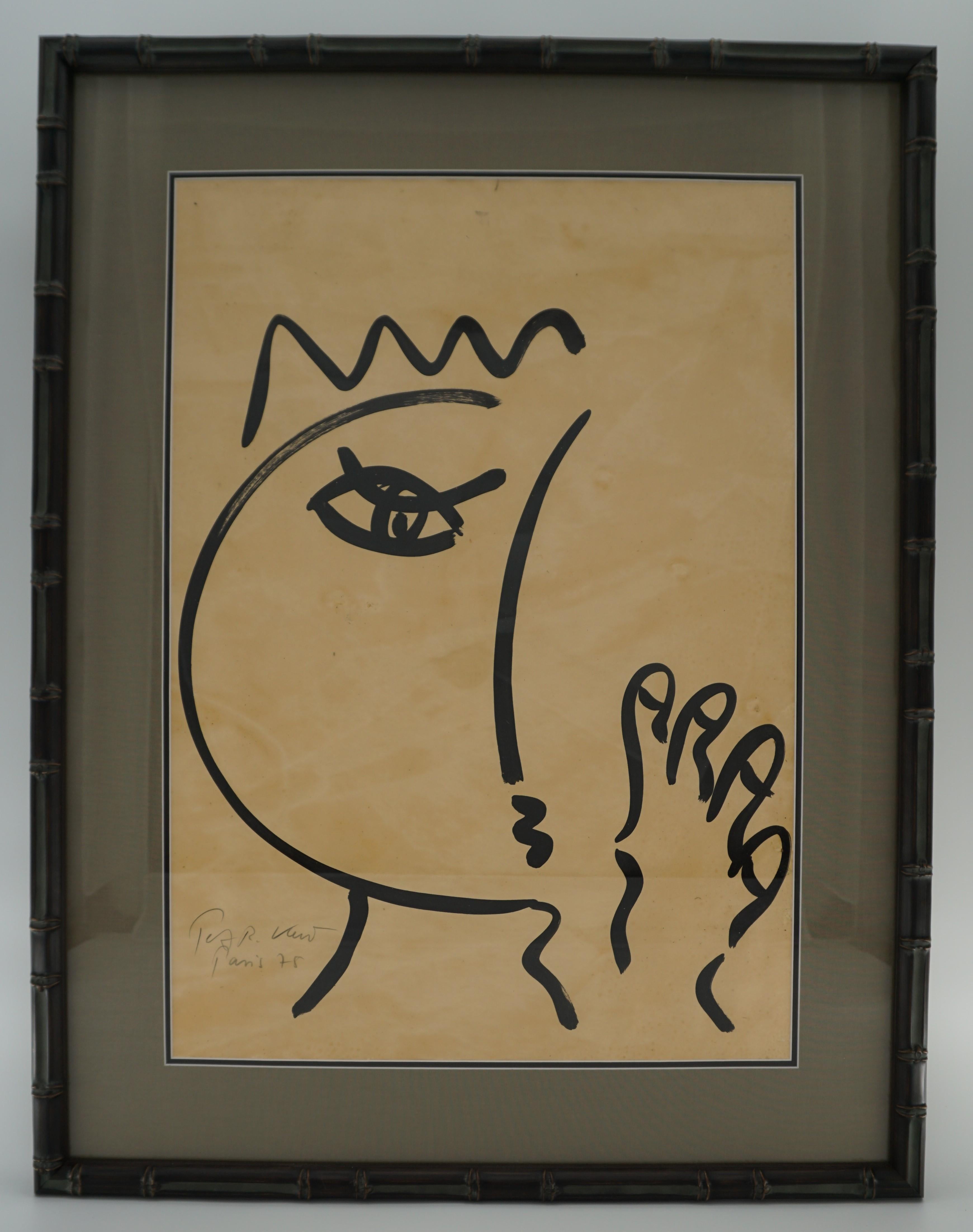 Painting by Peter Keil, C 1975, New Frame with Linen Matting, Signed, on Paper 6