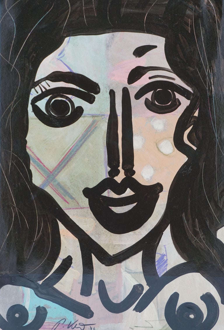 Painting by Peter Keil, C 1976, New Silver Wood Frame with Linen Mat, Acrylic For Sale at 1stDibs