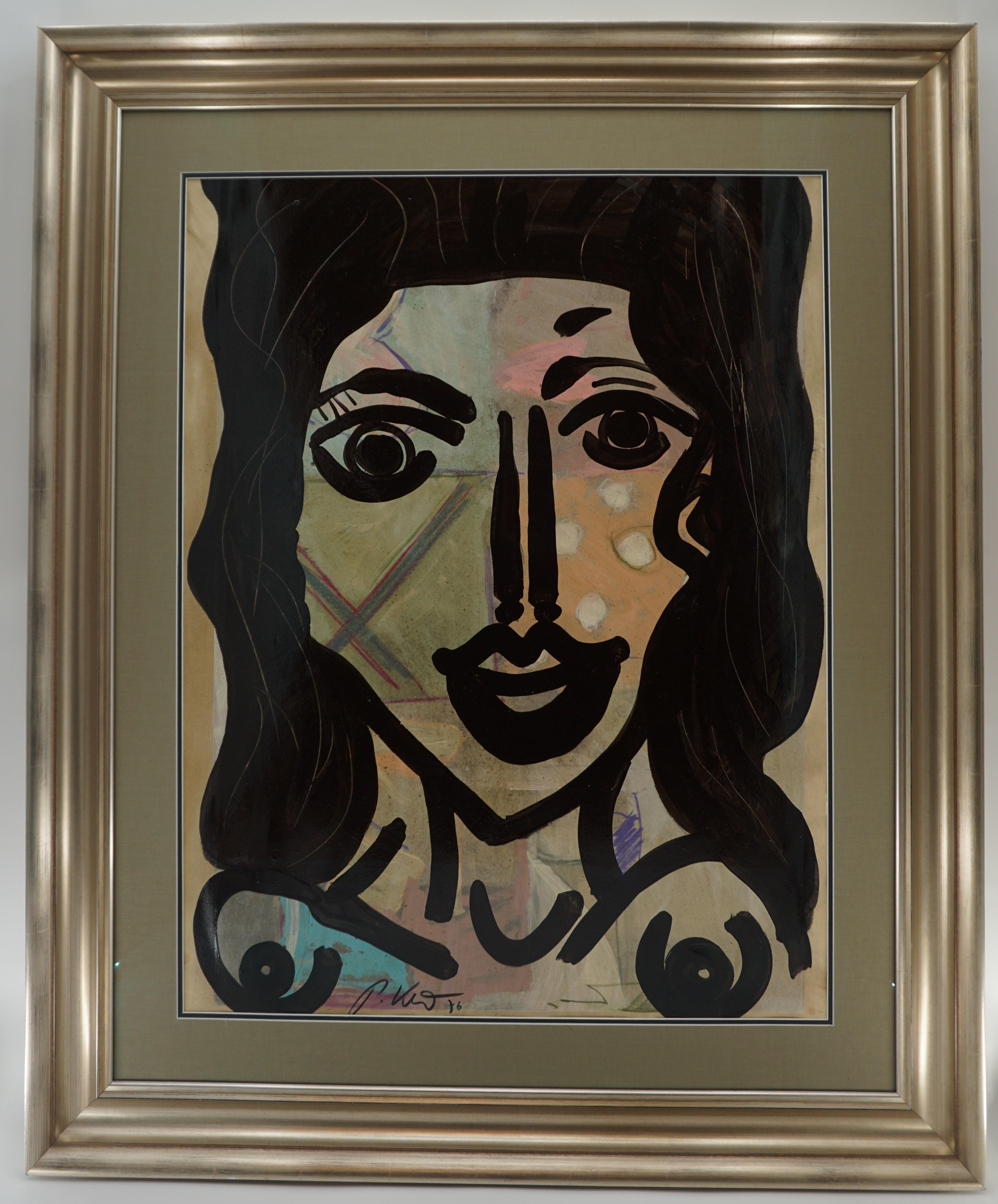 Modern Painting by Peter Keil, C 1976, New Silver Wood Frame with Linen Mat, Acrylic