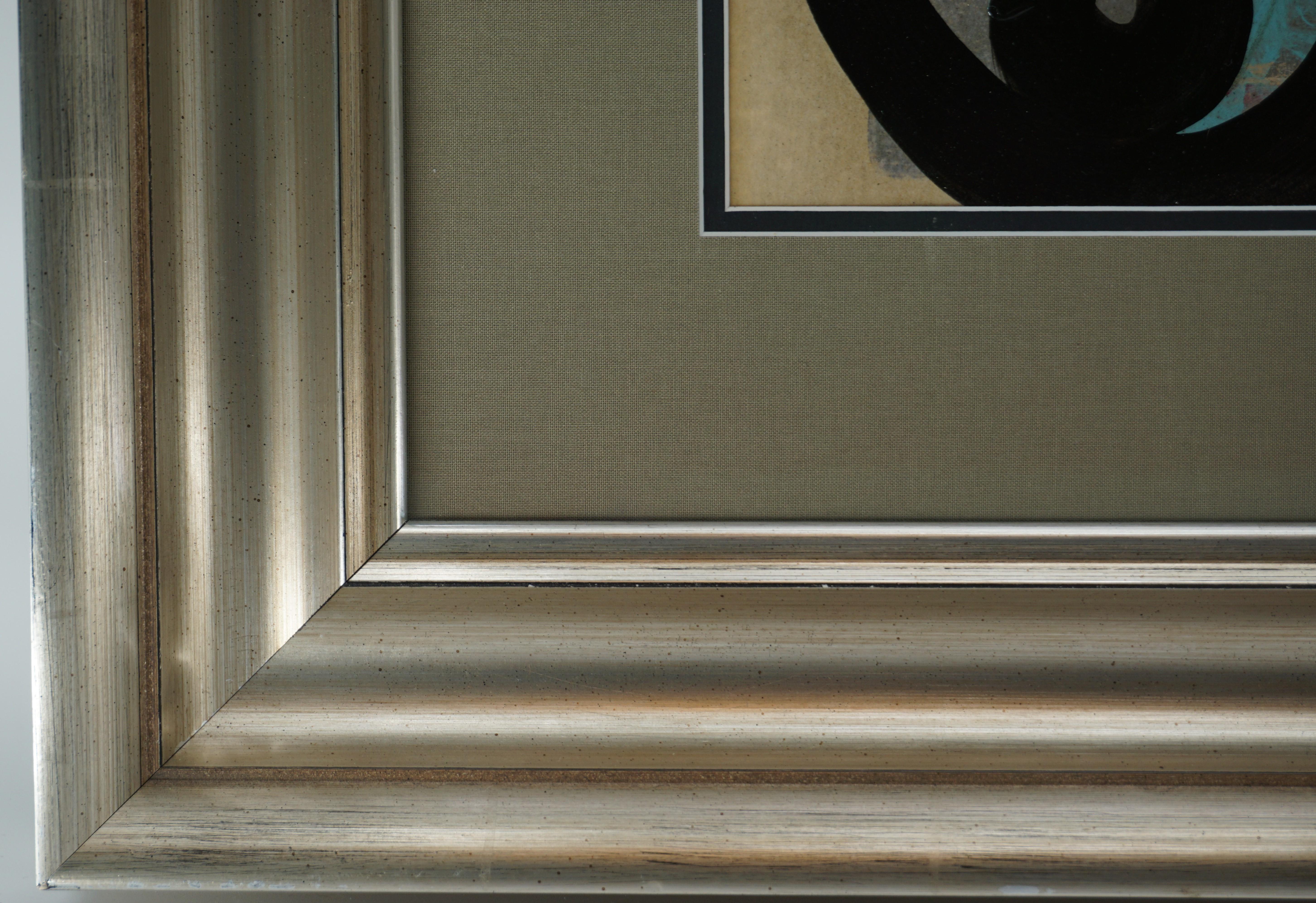 Late 20th Century Painting by Peter Keil, C 1976, New Silver Wood Frame with Linen Mat, Acrylic