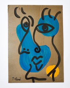 Gemälde von Peter Keil, ca. 1977, Acryl auf Papierkarton, signiert, nicht gerahmt, Kunst