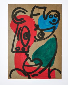 Quadro di Peter Keil, C.1977, Acrilico su cartoncino, Firmato, Arte, Non incorniciato