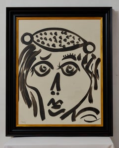 Gemälde von Peter Keil, ca. 1979, Holzrahmen Schwarz-Weiß, Moderne Kunst, auf Karton