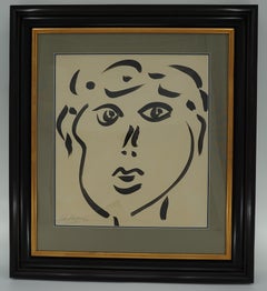 Painting by Peter Keil "the Lady" Black & White, C 1987, New Wood Frame, Acrylic