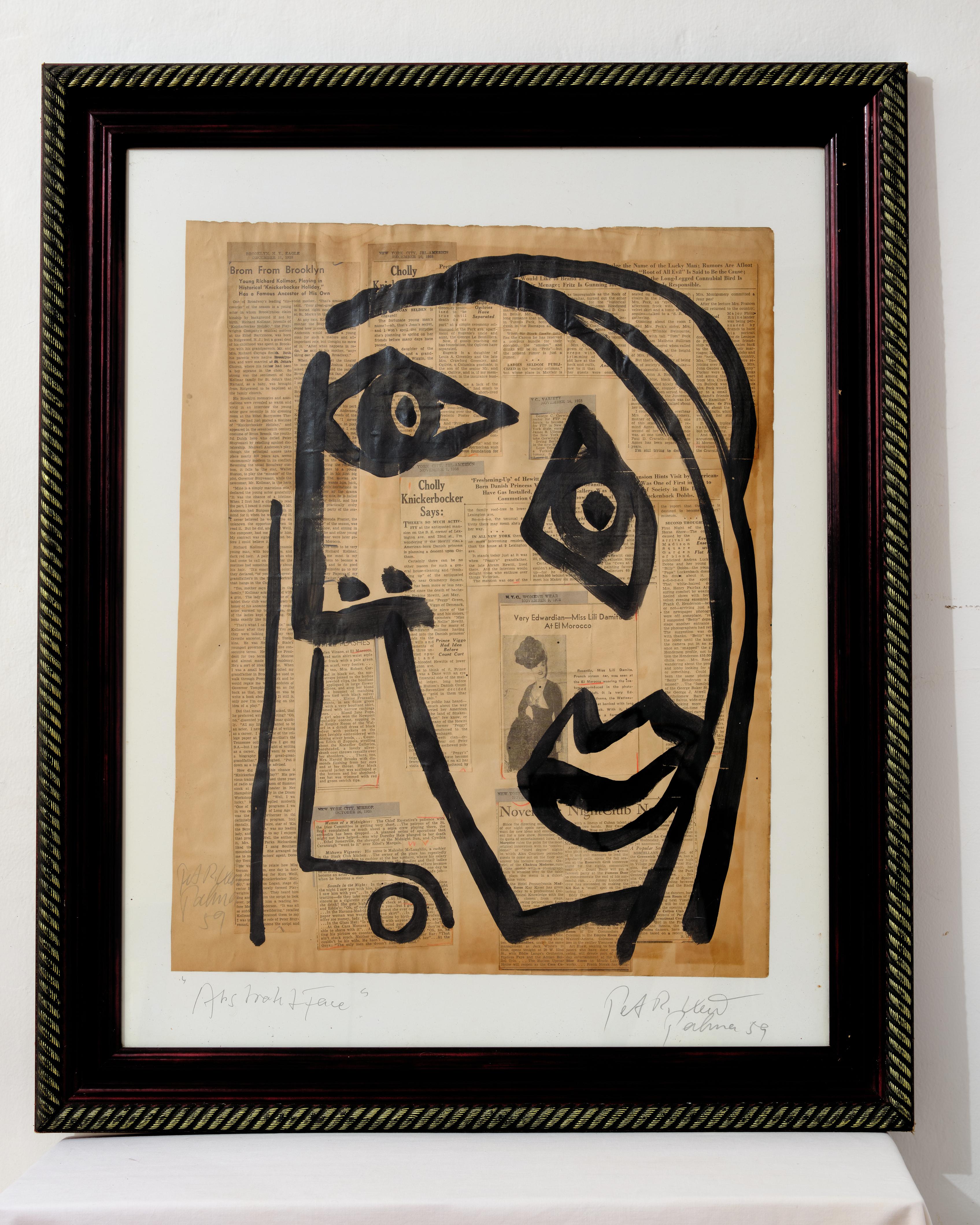 Peinture de Peter Keil, Art moderne du milieu du siècle « Abstract Face », C 1959, encadrée en vente 2