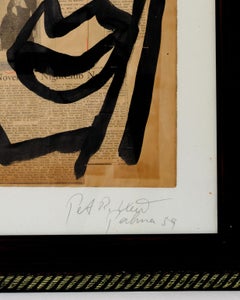Painting by Peter Keil, Mid-Century Modern Art "Abstract Face", Framed, C 1959