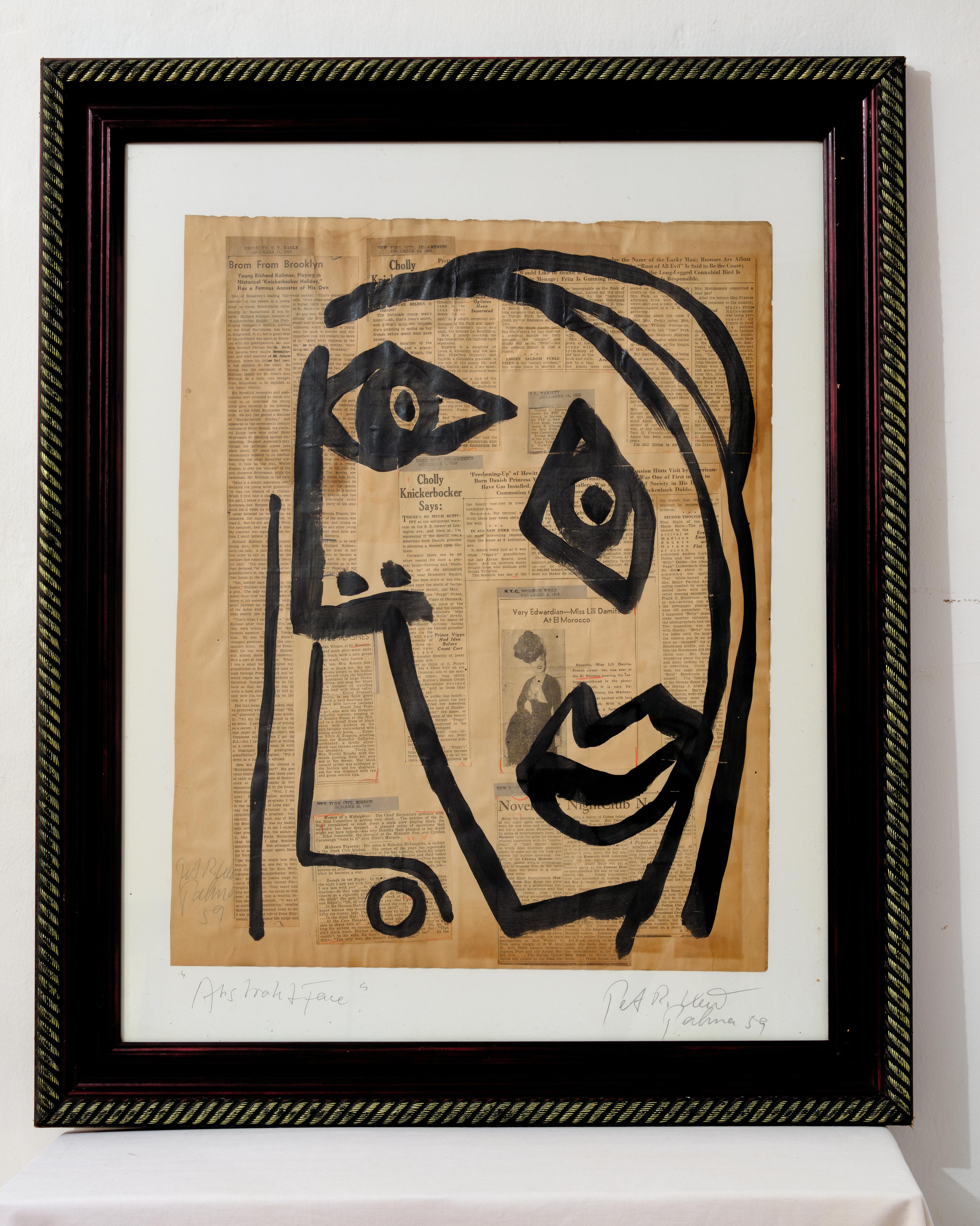 Peinture de Peter Keil, Art moderne du milieu du siècle « Abstract Face », C 1959, encadrée en vente 1