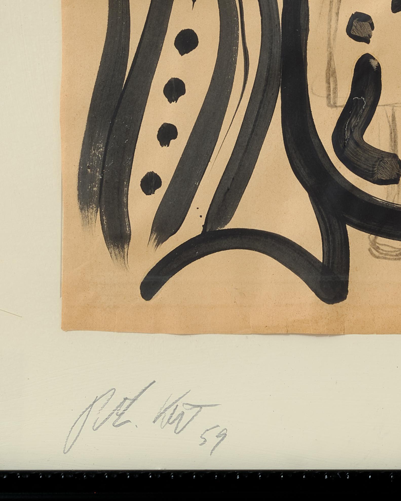 Gemälde von Peter Keil, Moderne Kunst der Mitte des Jahrhunderts, gemalt in Paris, auf Papier, 1959 im Angebot 1